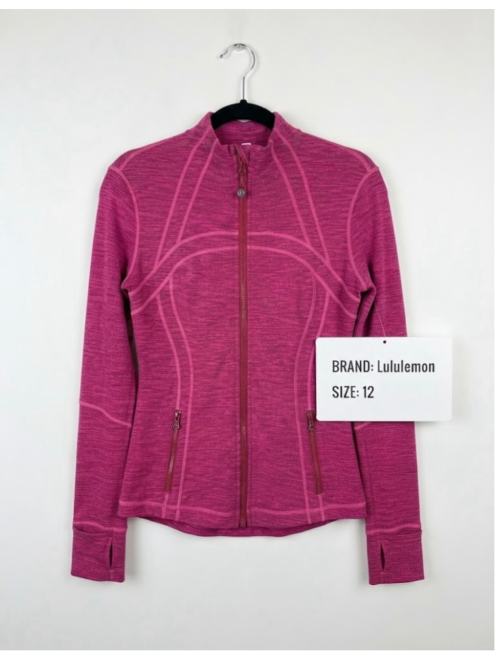 Lululemon Define Mesh-Back Jacket Pink Athletic Zip-Up Size 12